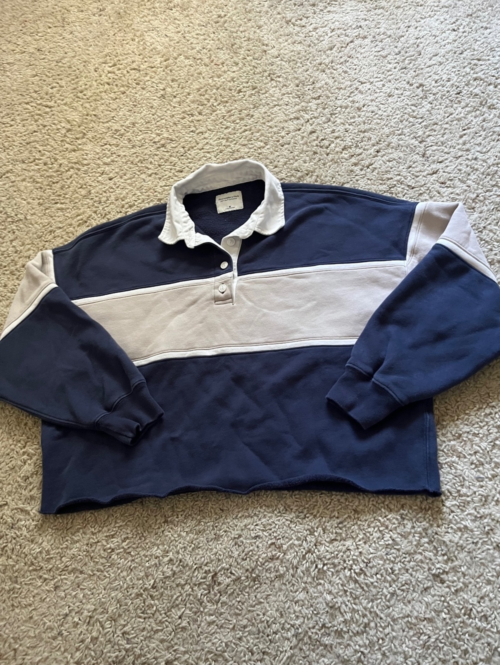 Abercrombie & Fitch Soft A&F Collection Boxy Crop Rugby Shirt M